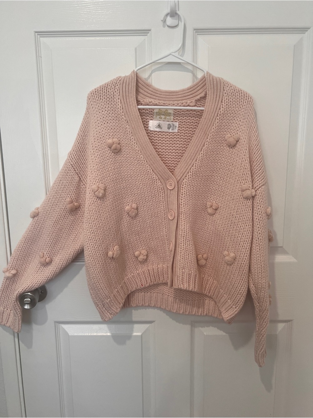 Disney Knit Pom-Pom Cardigan Sweater - Light Pink